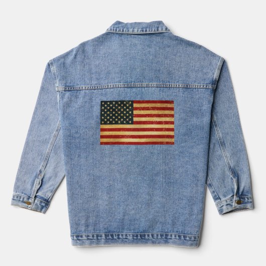USA Vintag Grunge Flag Women's Jeansjacke (Rückseite)