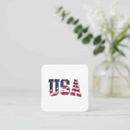 USA - Vintage amerikanische Flagge Quadratische Visitenkarte (Stehend Vorderseite)