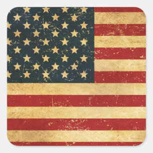 USA Vintage Grunge Flagge Quadratischer Aufkleber