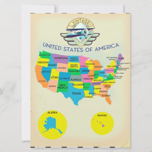 USA Vintage Karte (Vorderseite)