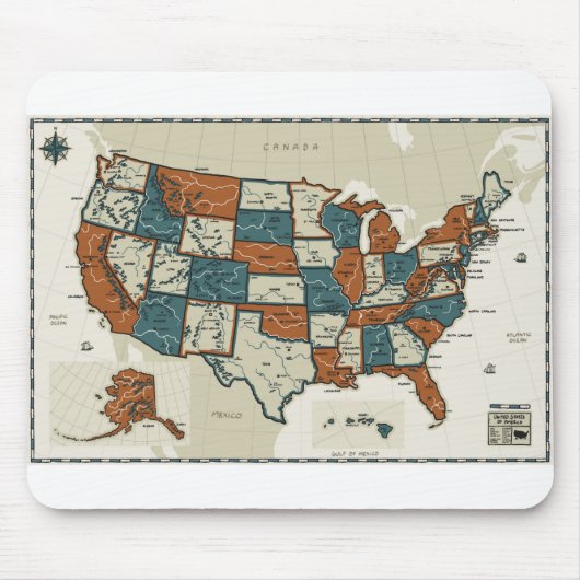 USA - Vintage Karte Mousepad (Vorne)