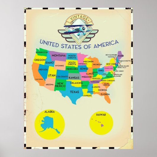 USA Vintage Karte Poster (Vorne)