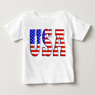 USA W/AMERICAN FLAG BABY T-SHIRT