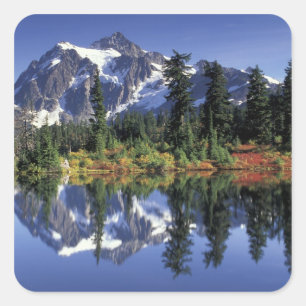 USA, WA, Heather Meadows RA. Mount Shuksan bei Quadratischer Aufkleber
