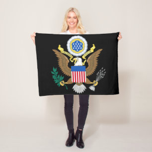 USA-Wappen auf schwarz ficn Fleecedecke
