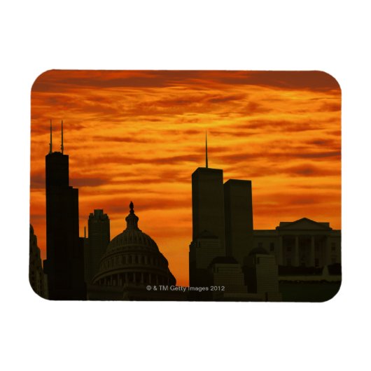 USA, Washington DC, Weiße Haus und Welthandel Magnet (Horizontal)