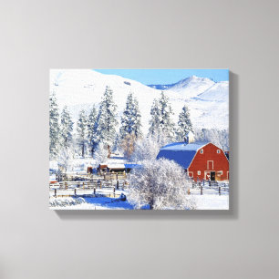 USA, Washington, Methow Valley, Scheunen in Leinwanddruck