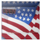 USA, Washington, Moses See. Flaggenwandwandgemälde Fliese (Vorderseite)