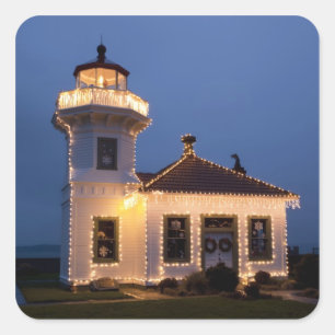 USA, Washington, Mukilteo. Mukilteo Lighthouse Quadratischer Aufkleber