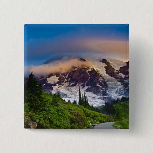 USA, Washington, Rainier. Morgensonne Button (Vorderseite)
