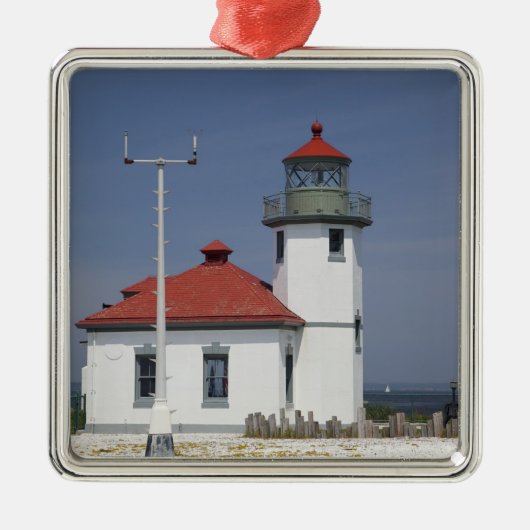 USA, Washington, Seattle, Alki Point Lighthouse, 2 Silbernes Ornament (Vorne)