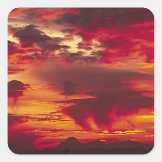 USA, Washington, Seattle. Sunrise Quadratischer Aufkleber (Vorderseite)