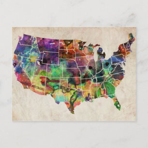 USA Watercolor Karte