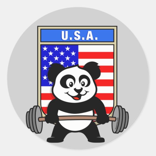 USA Weightlift Panda Runder Aufkleber (Vorderseite)