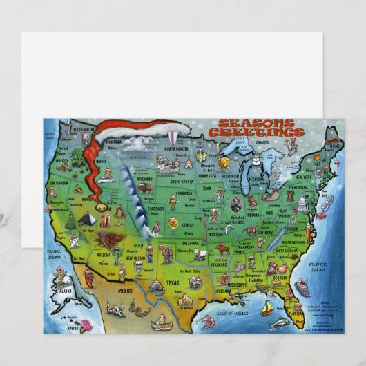 USA Weihnachtskarte Feiertagskarte (Vorne/Hinten)