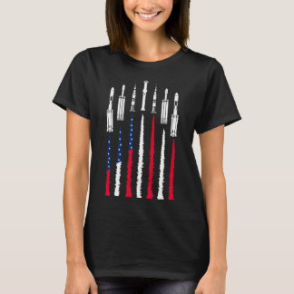 USA Weltraumraketen 4. Juli Männer Frauen Kinder L T-Shirt