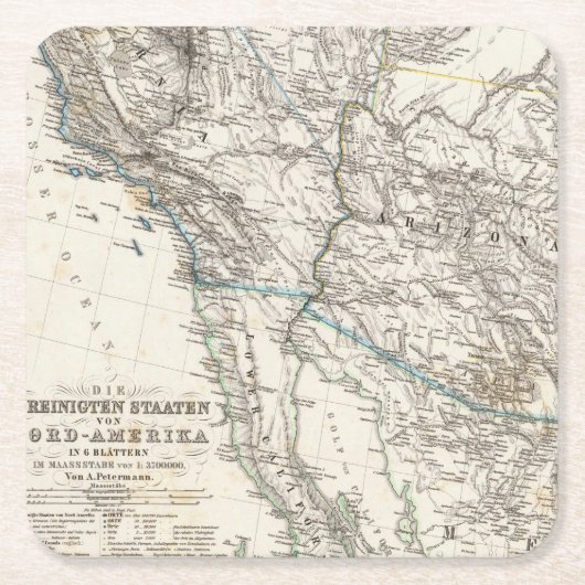 USA West Rechteckiger Pappuntersetzer (Vorderseite)