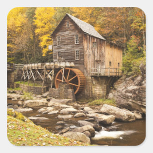 USA, West Virginia, Clifftop. Babcock Staat 2 Quadratischer Aufkleber