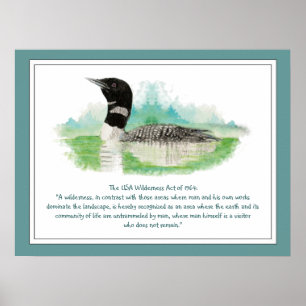 USA Wilderness Act Quote, Watercolor Loon Poster