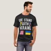 USA Wir stehen mit Ukraine Zitat Flaggen Solidarit T-Shirt (Vorne ganz)