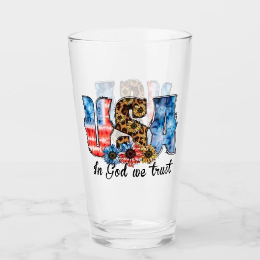 USA - Wir vertrauen Gott | CHRISTLICH | Sonnenblum Glas (Vorderseite)