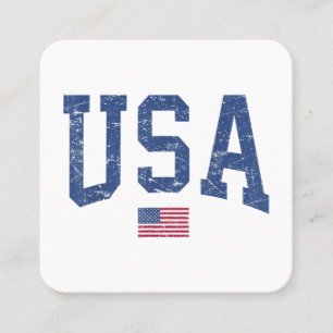 USA Women Men Kids Patriotic American Flag Distles Quadratische Visitenkarte