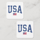 USA Women Men Kids Patriotic American Flag Distles Quadratische Visitenkarte (Vorne/Hinten)