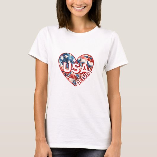 USA Womens Add Name T - Shirt (Vorderseite)