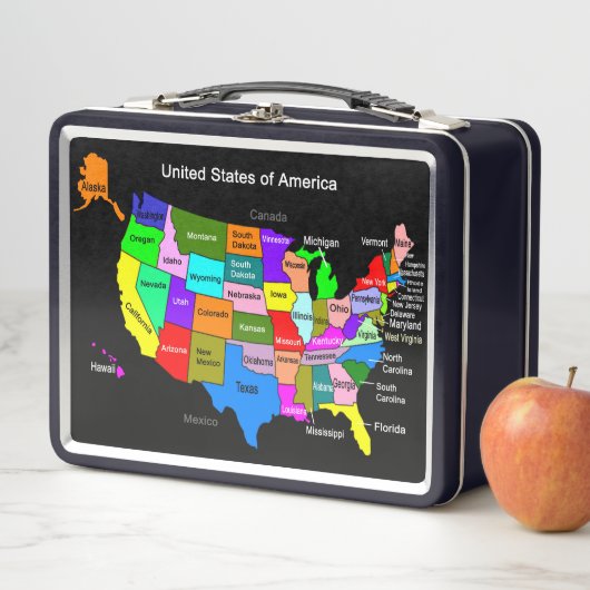 USA & World Map Metal Lunch Box (Beispiel)