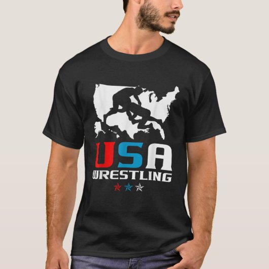 USA Wrestling Independence Day American Flag Wrag T-Shirt (Vorderseite)