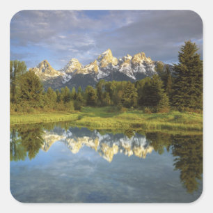 USA, Wyoming, Grand Teton National Park. Grand 2 Quadratischer Aufkleber
