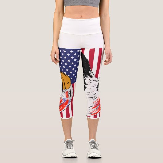 USA Zeichn eines Adlers Capri Leggings (Vorderseite)