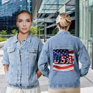 USA Zitat Amerikanische Flagge Frauen T-Shirt Jeansjacke