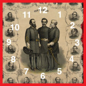 USA Zivil War Heroes Southern Generals Quadratische Wanduhr