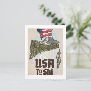 USA zum Skifahren Postkarte