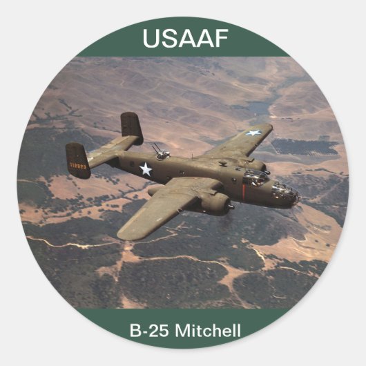 USAAF B-25 Mitchell-Aufkleber Runder Aufkleber (Vorderseite)