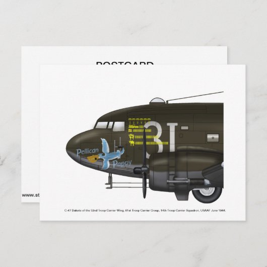 USAAF C-47 Skytrain nose art Postkarte (Vorne/Hinten)