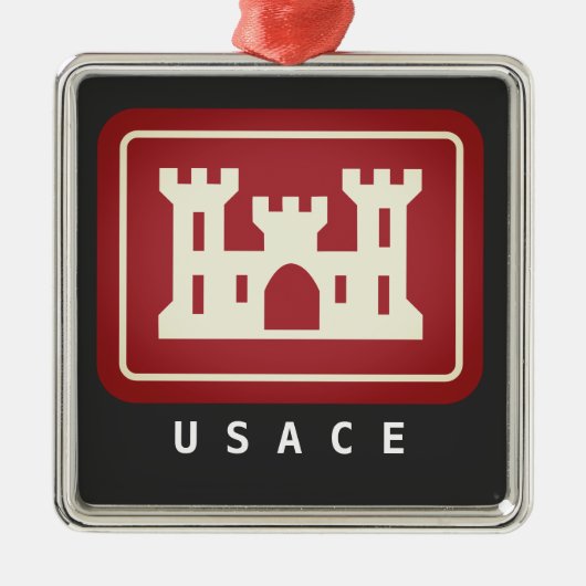 USACE-Logo und benutzerdefinierter Text Ornament Aus Metall (Vorne)