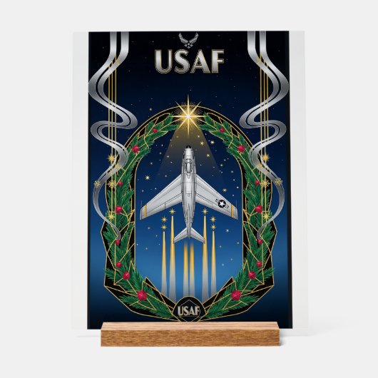 USAF Art Deco Christmas Edition Acrylschild (Vorderseite)