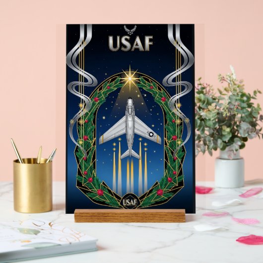 USAF Art Deco Christmas Edition Acrylschild (Hochzeit)