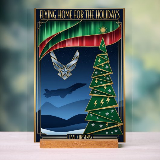 USAF Art Deco Christmas Edition Acrylschild (Neutral)