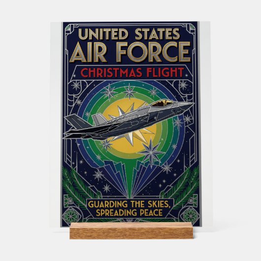 USAF Art Deco Christmas Edition Acrylschild (Vorderseite)
