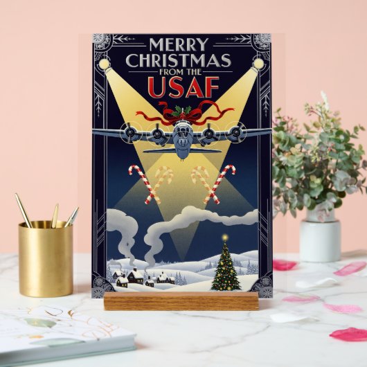 USAF Art Deco Christmas Edition Acrylschild (Hochzeit)