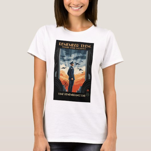 USAF Art Deco Remembrance Day T-Shirt (Vorderseite)