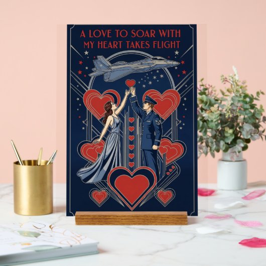USAF Art Deco Valentine Edition Acrylschild (Hochzeit)