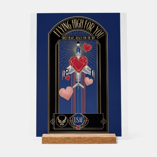 USAF Art Deco Valentine Edition Acrylschild (Vorderseite)