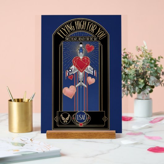 USAF Art Deco Valentine Edition Acrylschild (Hochzeit)