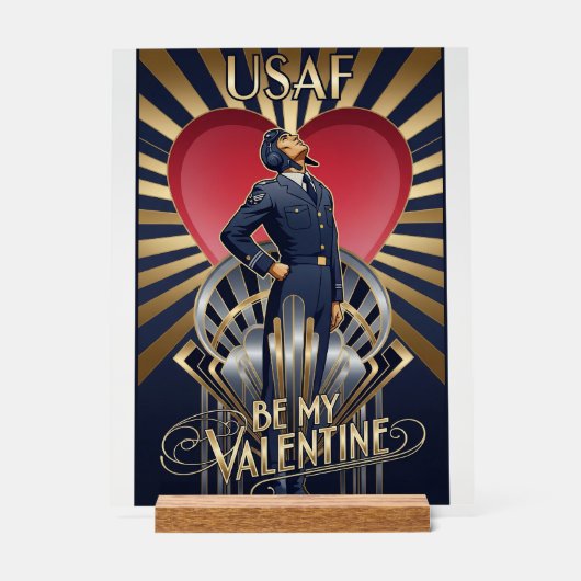 USAF Art Deco Valentine Edition Acrylschild (Vorderseite)