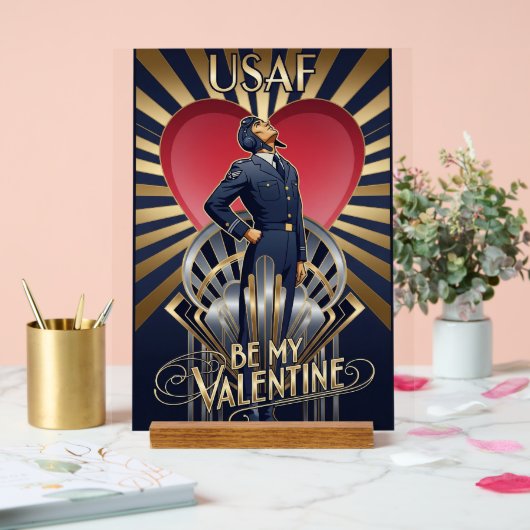 USAF Art Deco Valentine Edition Acrylschild (Hochzeit)
