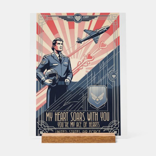 USAF Art Deco Valentine Edition Acrylschild (Vorderseite)